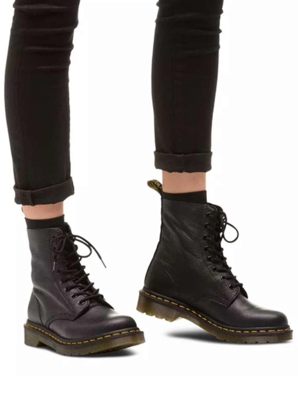 Dr. Martens Black Pascal Leather Lace-Up Combat Boots size 7US